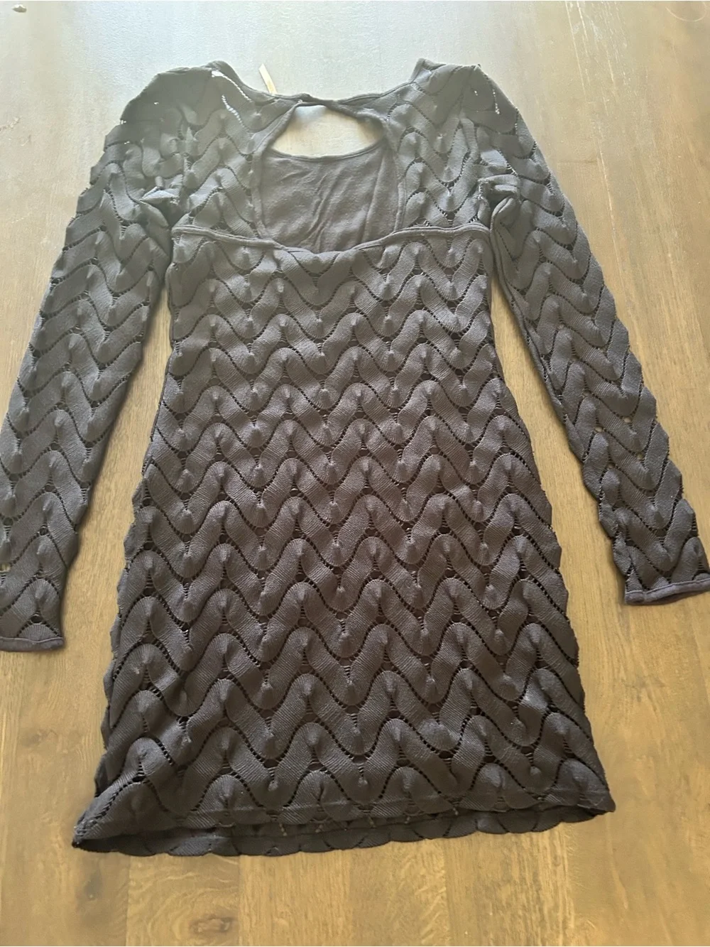 Free People wild thing crochet mini dress black long sleeve